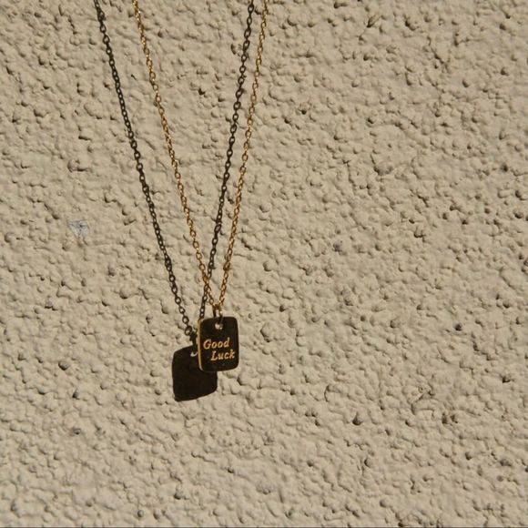 18K Gold Plated Minimalistic Dainty Tag Good Luck Charm Necklace - Picture 7 of 7